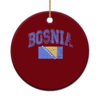 Classic Distressed Bosnia National Flag Varsity Style Ceramic Ornament Sports Fan Athletic Graphic