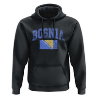 Classic Distressed Bosnia National Flag Varsity Style Hoodie Sports Fan Athletic Graphic