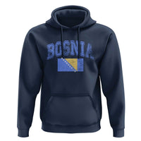 Classic Distressed Bosnia National Flag Varsity Style Hoodie Sports Fan Athletic Graphic