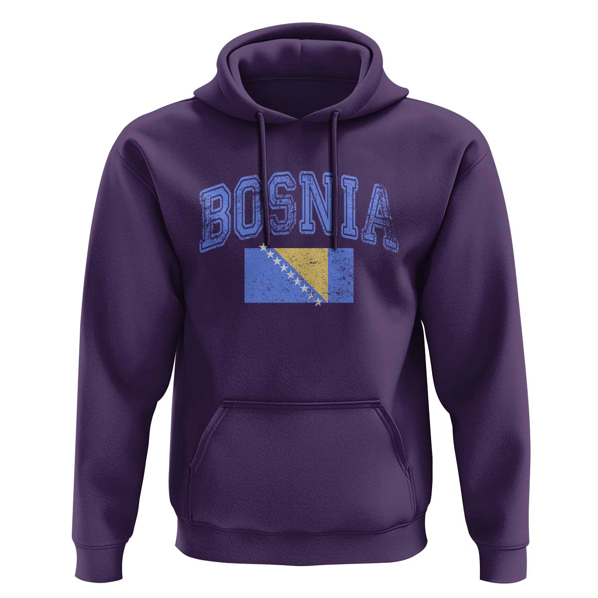 Classic Distressed Bosnia National Flag Varsity Style Hoodie Sports Fan Athletic Graphic