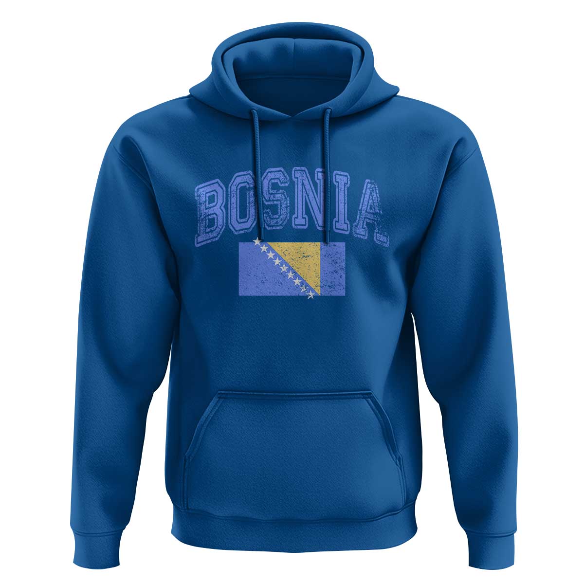Classic Distressed Bosnia National Flag Varsity Style Hoodie Sports Fan Athletic Graphic