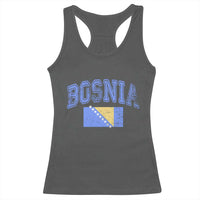 Classic Distressed Bosnia National Flag Varsity Style Racerback Tank Top Sports Fan Athletic Graphic
