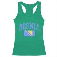 Classic Distressed Bosnia National Flag Varsity Style Racerback Tank Top Sports Fan Athletic Graphic