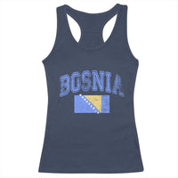 Classic Distressed Bosnia National Flag Varsity Style Racerback Tank Top Sports Fan Athletic Graphic