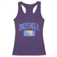 Classic Distressed Bosnia National Flag Varsity Style Racerback Tank Top Sports Fan Athletic Graphic