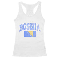 Classic Distressed Bosnia National Flag Varsity Style Racerback Tank Top Sports Fan Athletic Graphic