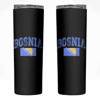 Classic Distressed Bosnia National Flag Varsity Style Skinny Tumbler Sports Fan Athletic Graphic