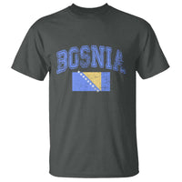 Classic Distressed Bosnia National Flag Varsity Style T Shirt Sports Fan Athletic Graphic