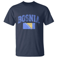 Classic Distressed Bosnia National Flag Varsity Style T Shirt Sports Fan Athletic Graphic