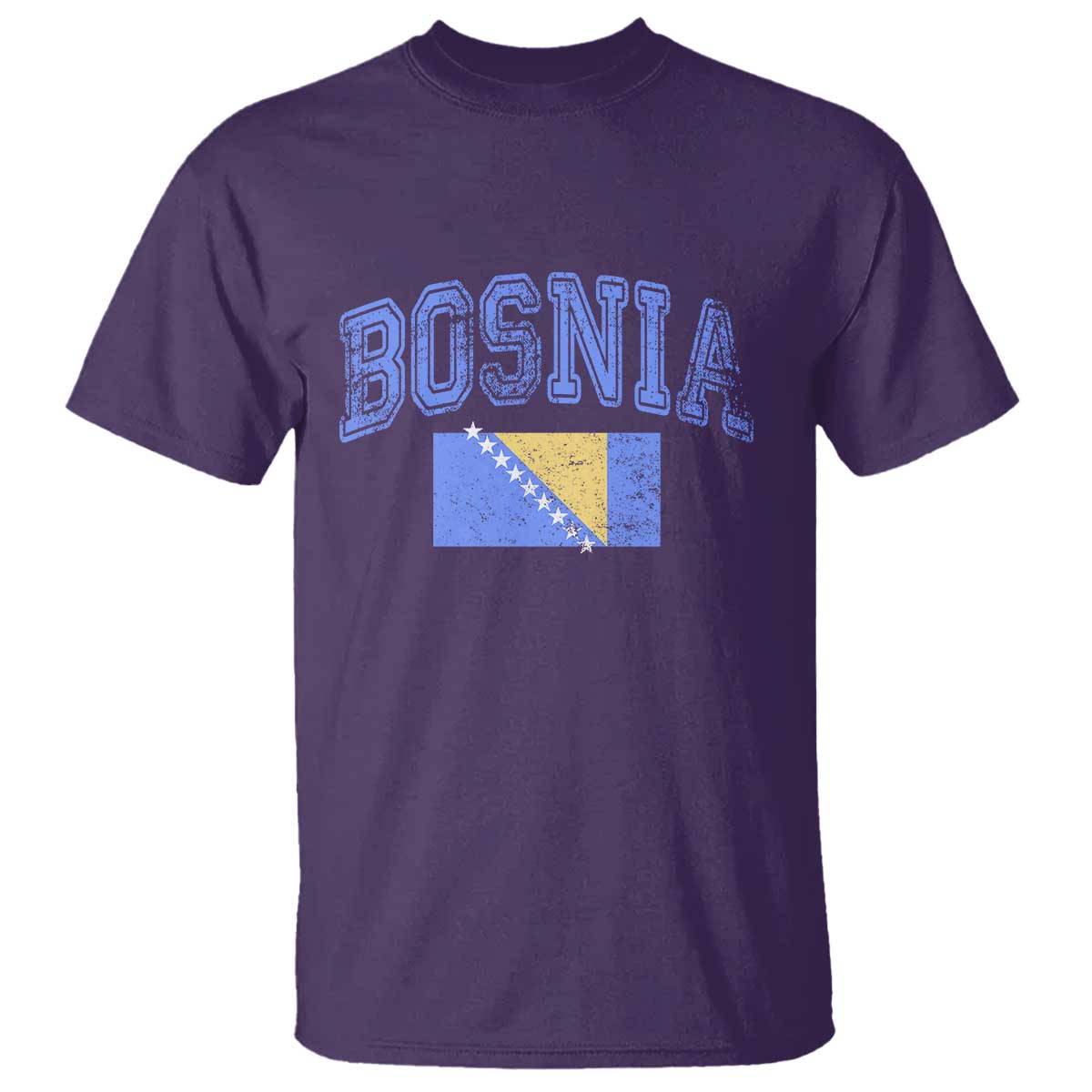 Classic Distressed Bosnia National Flag Varsity Style T Shirt Sports Fan Athletic Graphic