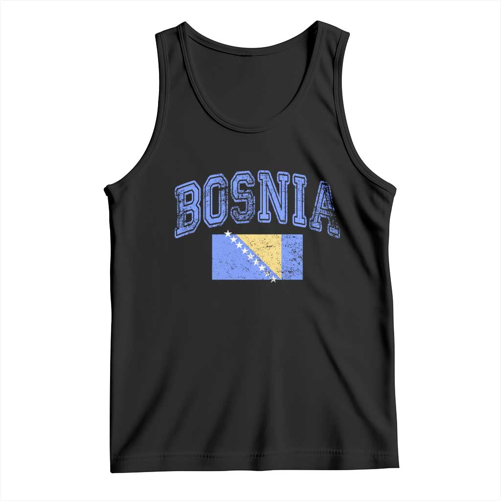 Classic Distressed Bosnia National Flag Varsity Style Tank Top Sports Fan Athletic Graphic
