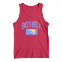 Classic Distressed Bosnia National Flag Varsity Style Tank Top Sports Fan Athletic Graphic