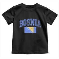 Classic Distressed Bosnia National Flag Varsity Style Toddler T Shirt Sports Fan Athletic Graphic