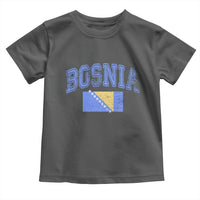 Classic Distressed Bosnia National Flag Varsity Style Toddler T Shirt Sports Fan Athletic Graphic