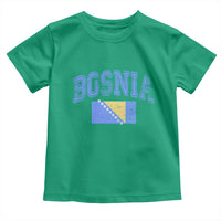 Classic Distressed Bosnia National Flag Varsity Style Toddler T Shirt Sports Fan Athletic Graphic