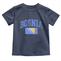 Classic Distressed Bosnia National Flag Varsity Style Toddler T Shirt Sports Fan Athletic Graphic