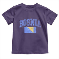 Classic Distressed Bosnia National Flag Varsity Style Toddler T Shirt Sports Fan Athletic Graphic