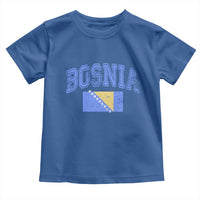 Classic Distressed Bosnia National Flag Varsity Style Toddler T Shirt Sports Fan Athletic Graphic