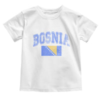 Classic Distressed Bosnia National Flag Varsity Style Toddler T Shirt Sports Fan Athletic Graphic