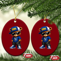 BIH Bosnia Teddy Bear Graphic Ceramic Ornament Golden Lily Heritage Urban Streetwear Style