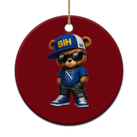 BIH Bosnia Teddy Bear Graphic Ceramic Ornament Golden Lily Heritage Urban Streetwear Style