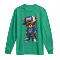 BIH Bosnia Teddy Bear Graphic Long Sleeve Shirt Golden Lily Heritage Urban Streetwear Style