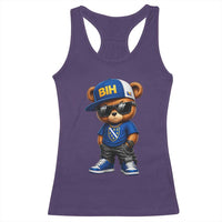 BIH Bosnia Teddy Bear Graphic Racerback Tank Top Golden Lily Heritage Urban Streetwear Style