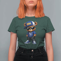 BIH Bosnia Teddy Bear Graphic T Shirt For Women Golden Lily Heritage Urban Streetwear Style