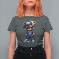 BIH Bosnia Teddy Bear Graphic T Shirt For Women Golden Lily Heritage Urban Streetwear Style