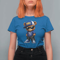 BIH Bosnia Teddy Bear Graphic T Shirt For Women Golden Lily Heritage Urban Streetwear Style