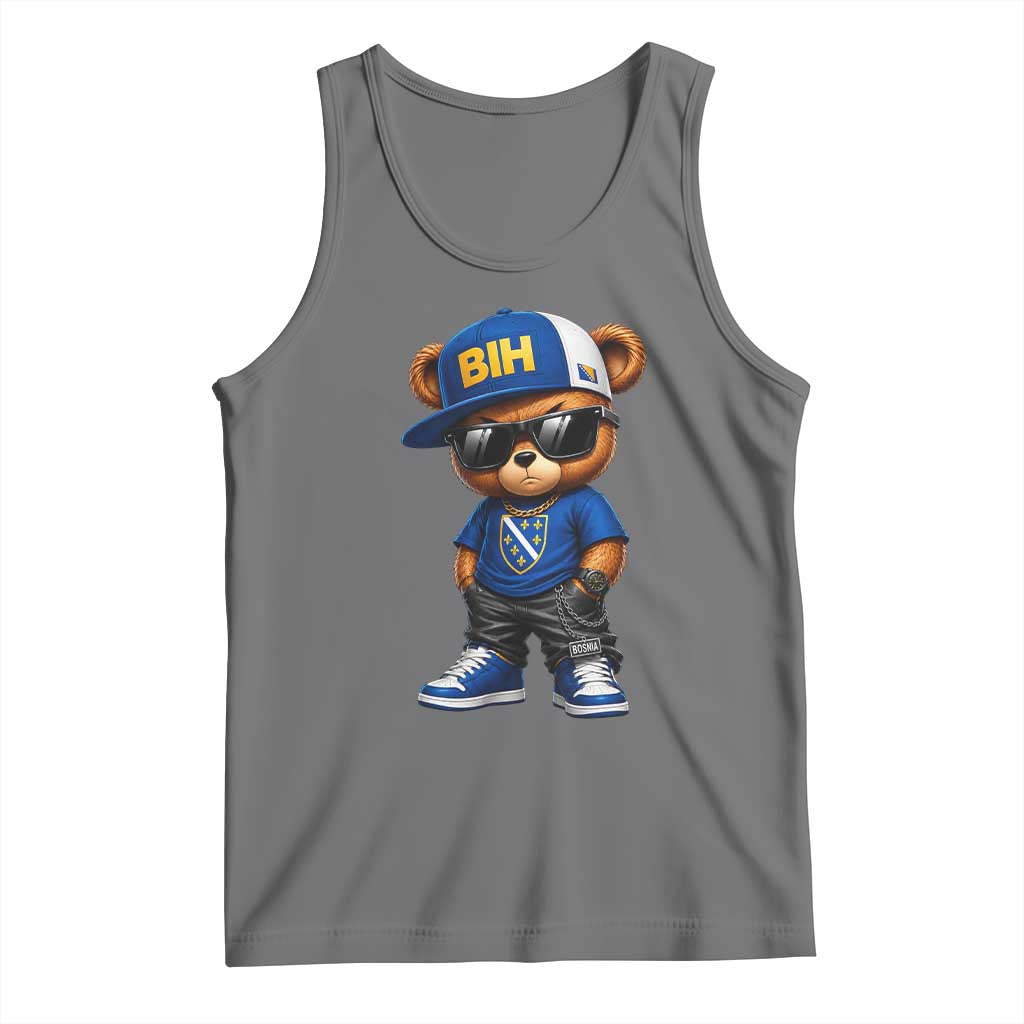 BIH Bosnia Teddy Bear Graphic Tank Top Golden Lily Heritage Urban Streetwear Style