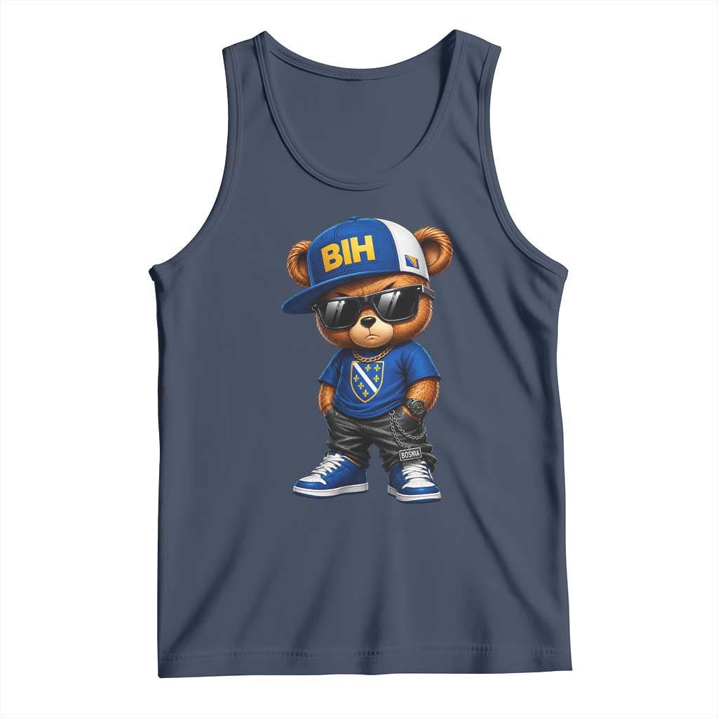 BIH Bosnia Teddy Bear Graphic Tank Top Golden Lily Heritage Urban Streetwear Style