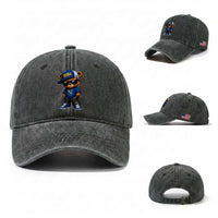 BIH Bosnia Teddy Bear Graphic Washed Cotton Baseball Cap Golden Lily Heritage Urban Streetwear Style