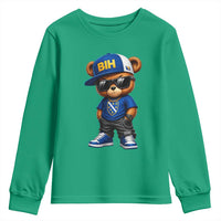 BIH Bosnia Teddy Bear Graphic Youth Sweatshirt Golden Lily Heritage Urban Streetwear Style