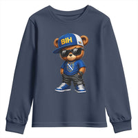BIH Bosnia Teddy Bear Graphic Youth Sweatshirt Golden Lily Heritage Urban Streetwear Style