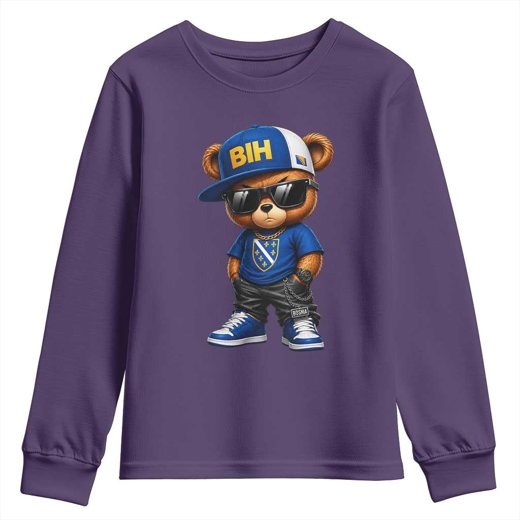 BIH Bosnia Teddy Bear Graphic Youth Sweatshirt Golden Lily Heritage Urban Streetwear Style