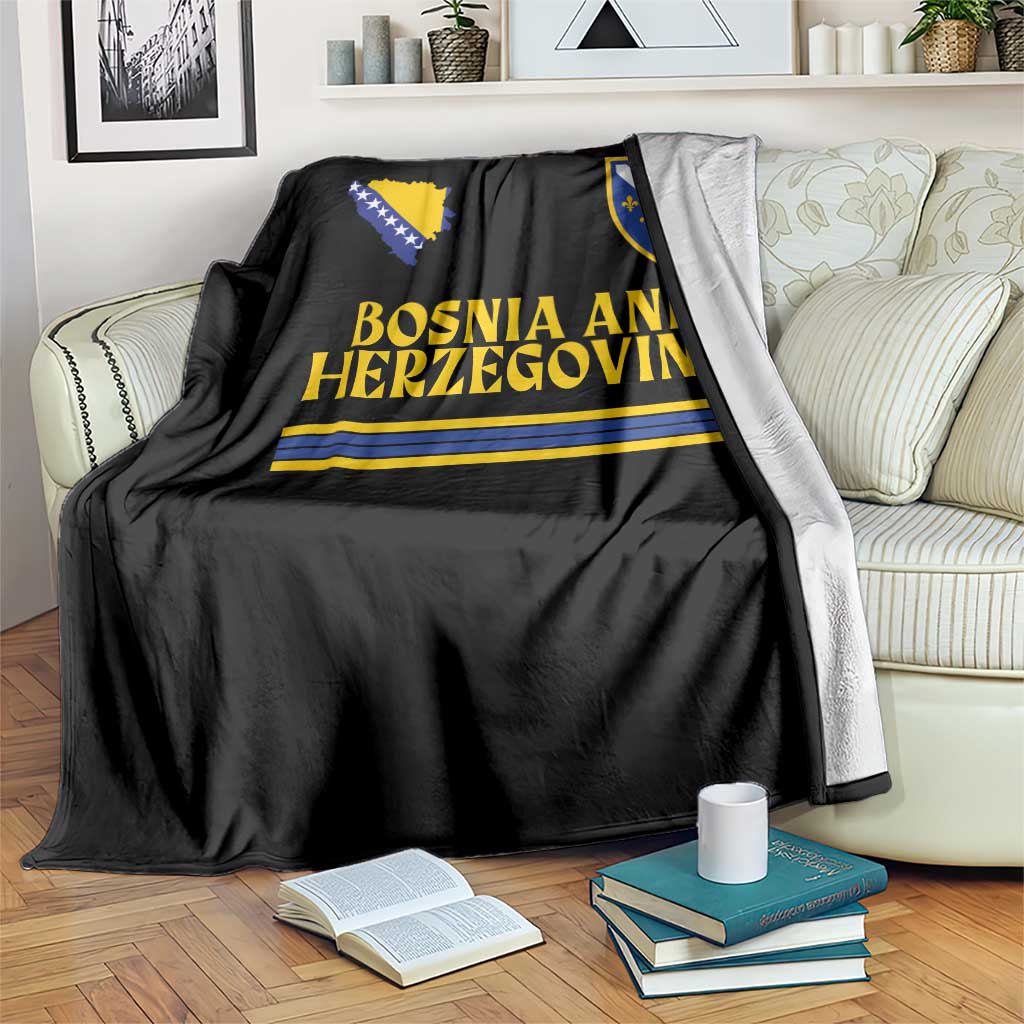 Bosnia Herzegovina Soccer Jersey Style Throw Blanket Country Map Heritage Football Fan