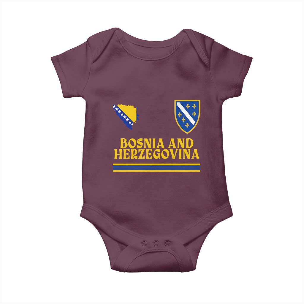 Bosnia Herzegovina Soccer Jersey Style Baby Onesie Country Map Heritage Football Fan