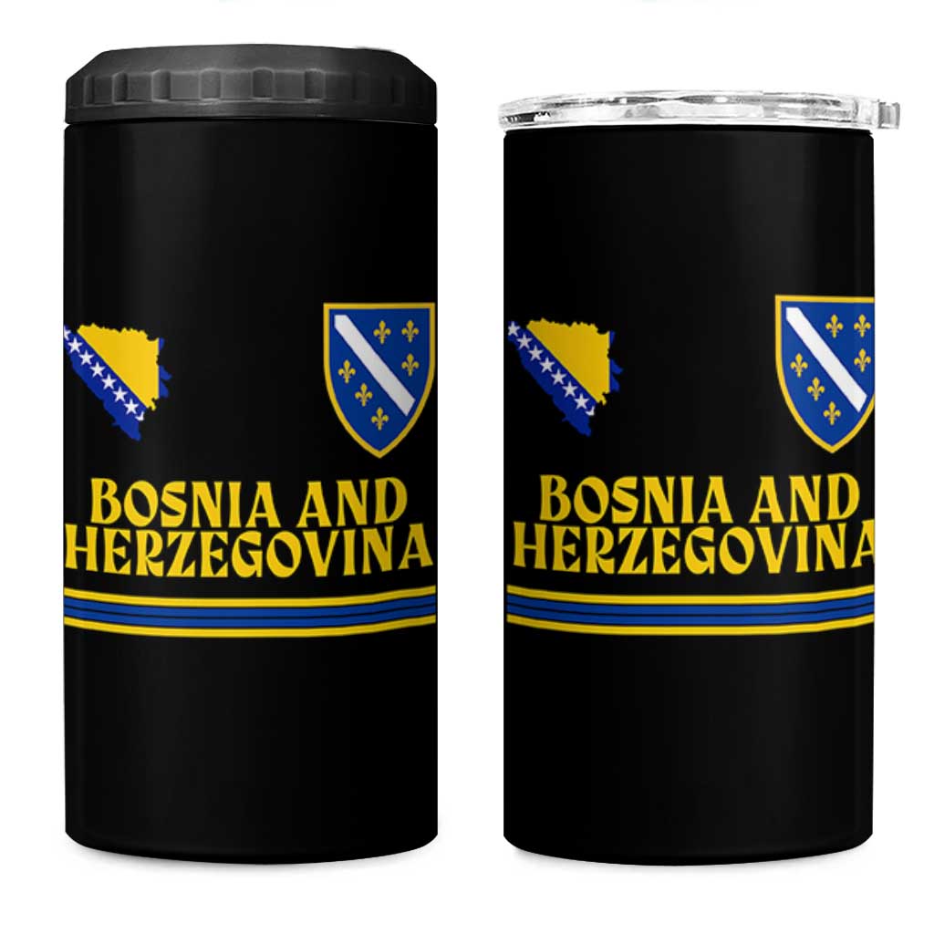 Bosnia Herzegovina Soccer Jersey Style 4 in 1 Can Cooler Tumbler Country Map Heritage Football Fan
