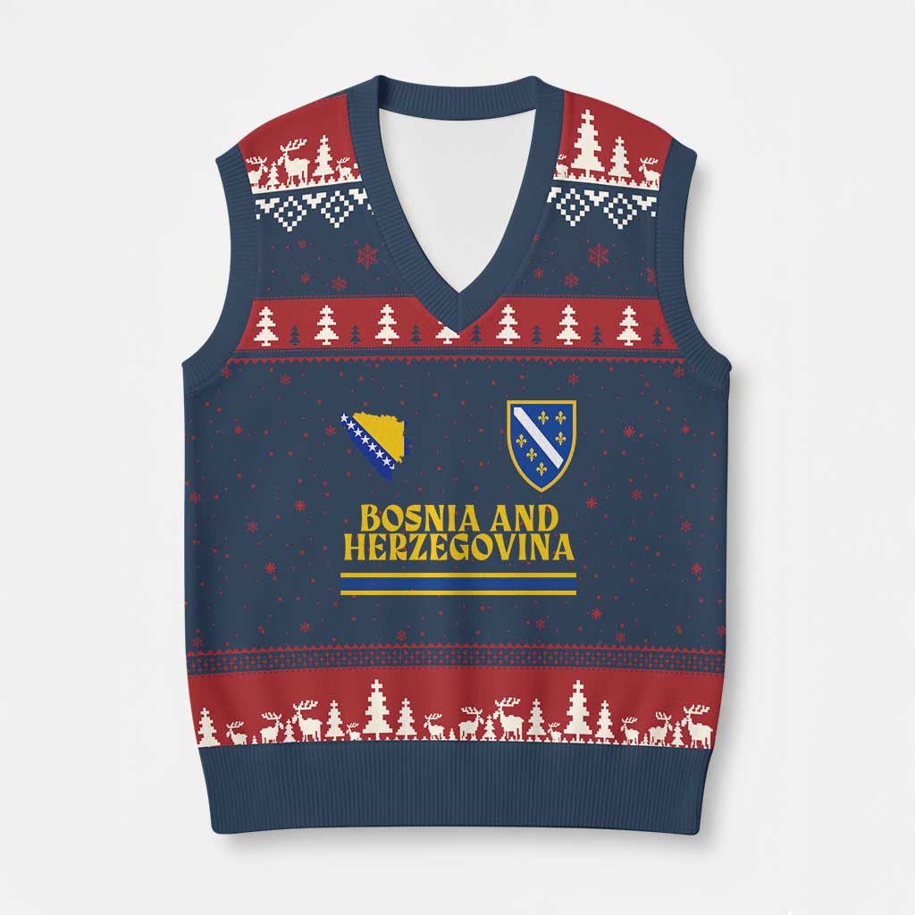 Bosnia Herzegovina Soccer Jersey Style V-Neck Knit Sweater Vest Country Map Heritage Football Fan