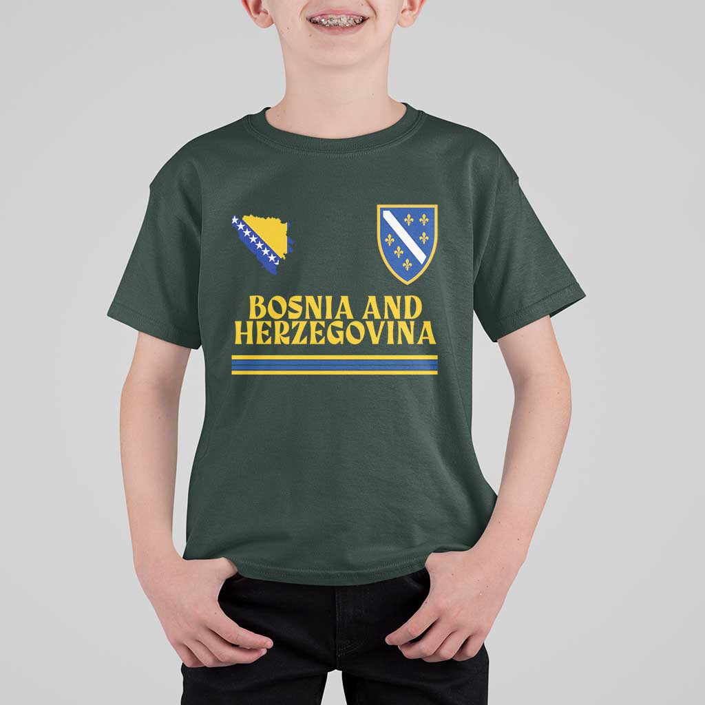 Bosnia Herzegovina Soccer Jersey Style T Shirt For Kid Country Map Heritage Football Fan