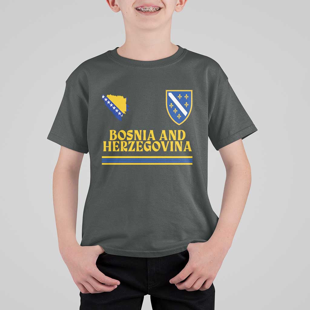 Bosnia Herzegovina Soccer Jersey Style T Shirt For Kid Country Map Heritage Football Fan