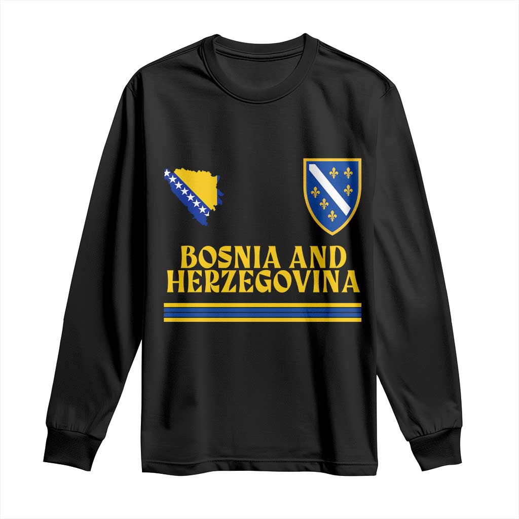 Bosnia Herzegovina Soccer Jersey Style Long Sleeve Shirt Country Map Heritage Football Fan