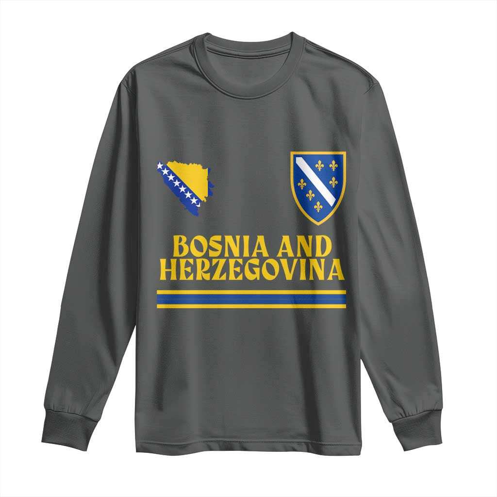 Bosnia Herzegovina Soccer Jersey Style Long Sleeve Shirt Country Map Heritage Football Fan
