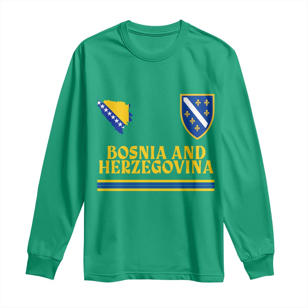 Bosnia Herzegovina Soccer Jersey Style Long Sleeve Shirt Country Map Heritage Football Fan