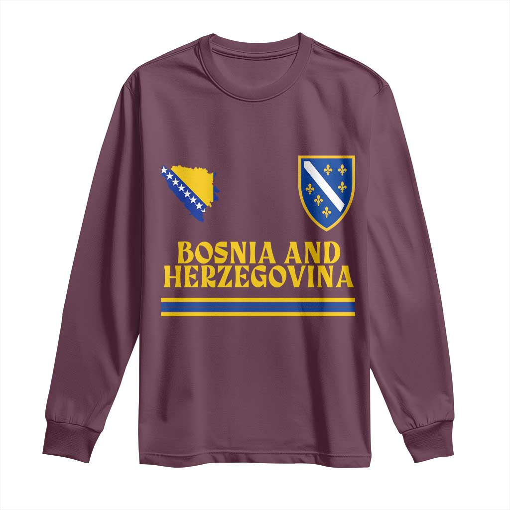 Bosnia Herzegovina Soccer Jersey Style Long Sleeve Shirt Country Map Heritage Football Fan