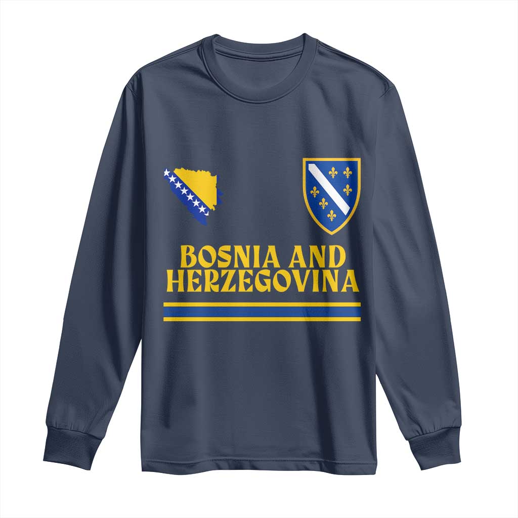Bosnia Herzegovina Soccer Jersey Style Long Sleeve Shirt Country Map Heritage Football Fan