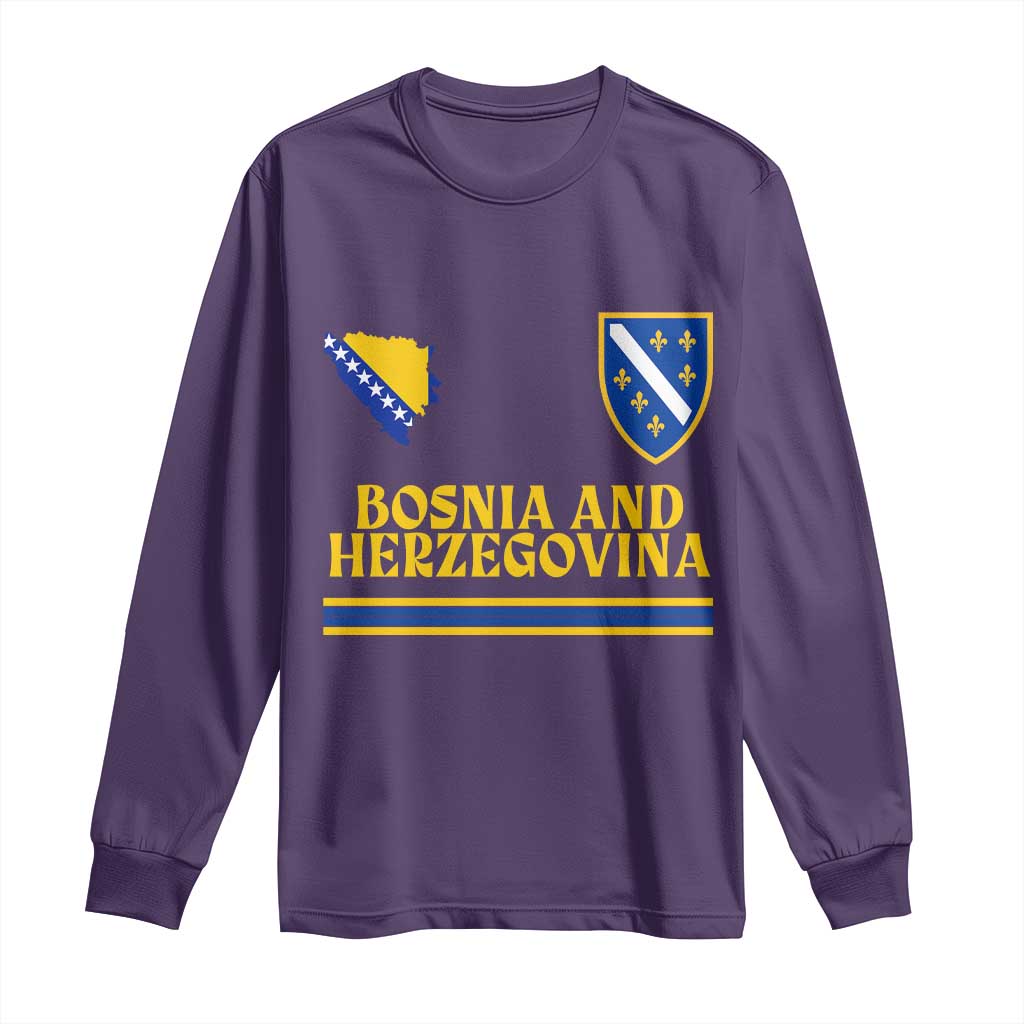 Bosnia Herzegovina Soccer Jersey Style Long Sleeve Shirt Country Map Heritage Football Fan