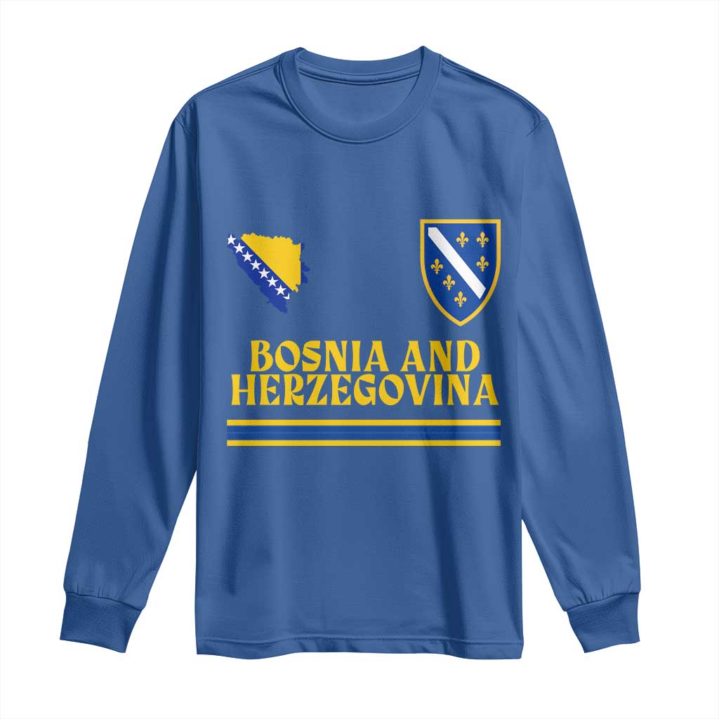 Bosnia Herzegovina Soccer Jersey Style Long Sleeve Shirt Country Map Heritage Football Fan
