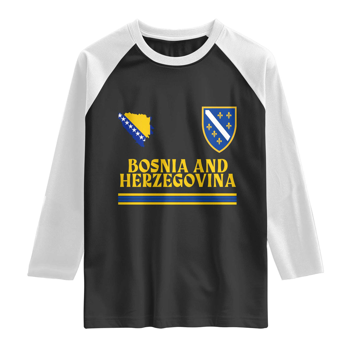 Bosnia Herzegovina Soccer Jersey Style Raglan Shirt Country Map Heritage Football Fan